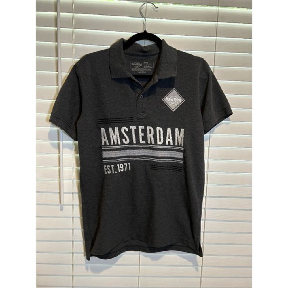 Vintage Hard Rock Cafe Amsterdam Embroidered Polo Shirt - Size M